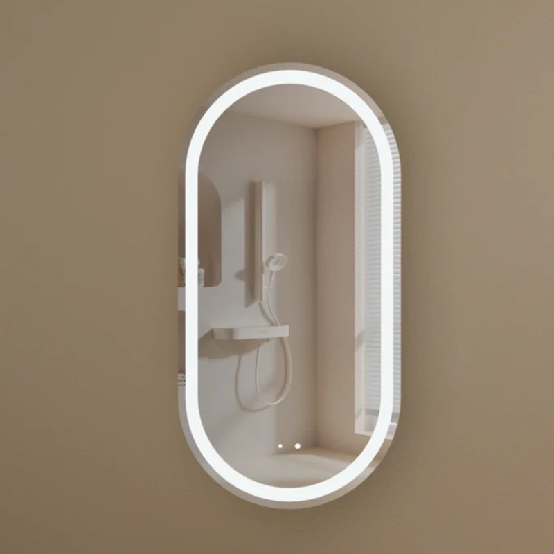 CARYSIL Noble 450x900mm WALNUT Oval LED Shaving Cabinet