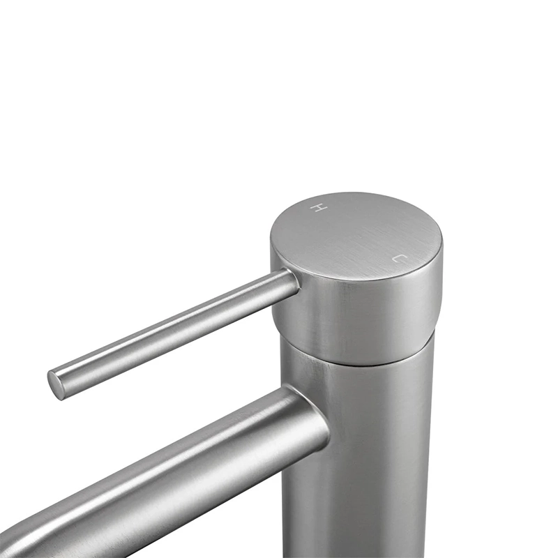 LUCID PIN Series Round Brushed Nickel Tall Basin Mixer - Image 4