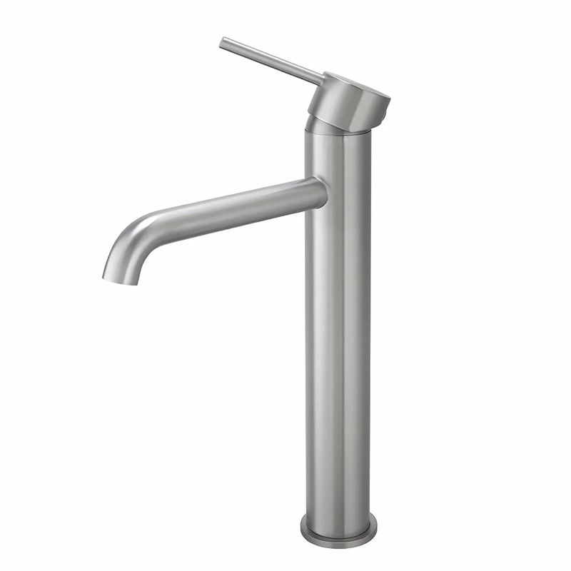 LUCID PIN Series Round Brushed Nickel Tall Basin Mixer - Image 3