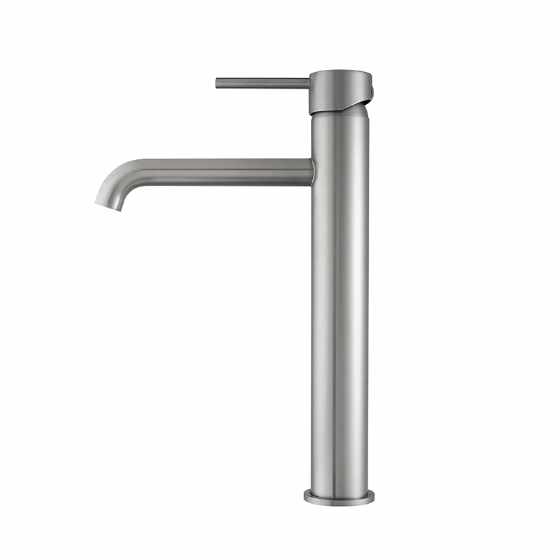 LUCID PIN Series Round Brushed Nickel Tall Basin Mixer - Image 2