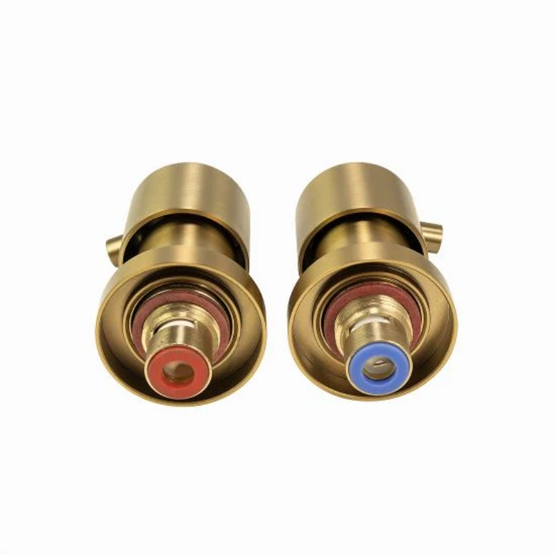 LUCID PIN Round Brushed Shower Wall Taps - Image 4