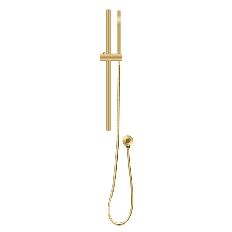 Round Brushed Brass Wall Mounted Sliding Rail with Water Hose & Wall Connector Only