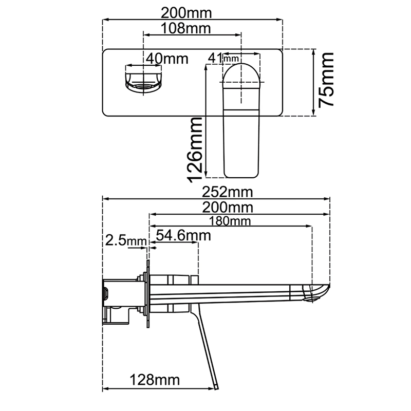 RUSHY Square Brushed Gun Metal Wall Mixer with Spout - Image 3
