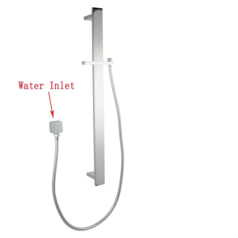 Square Chrome Sliding Shower Rail without Handheld Shower