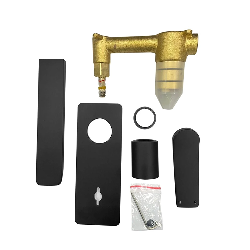 RUSHY Square Black Wall Mixer with Spout - Image 2