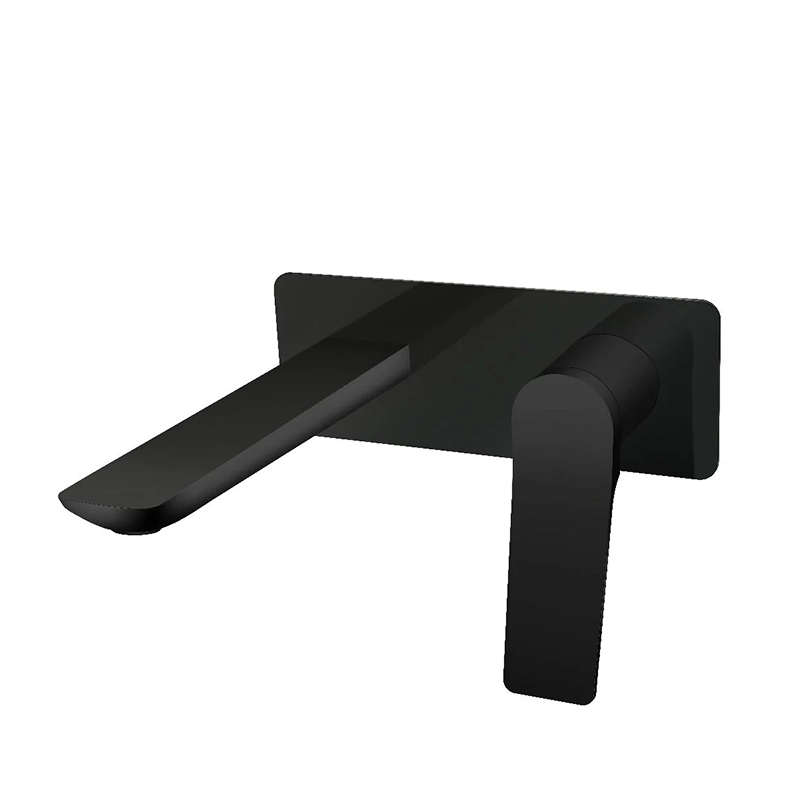 RUSHY Square Black Wall Mixer with Spout