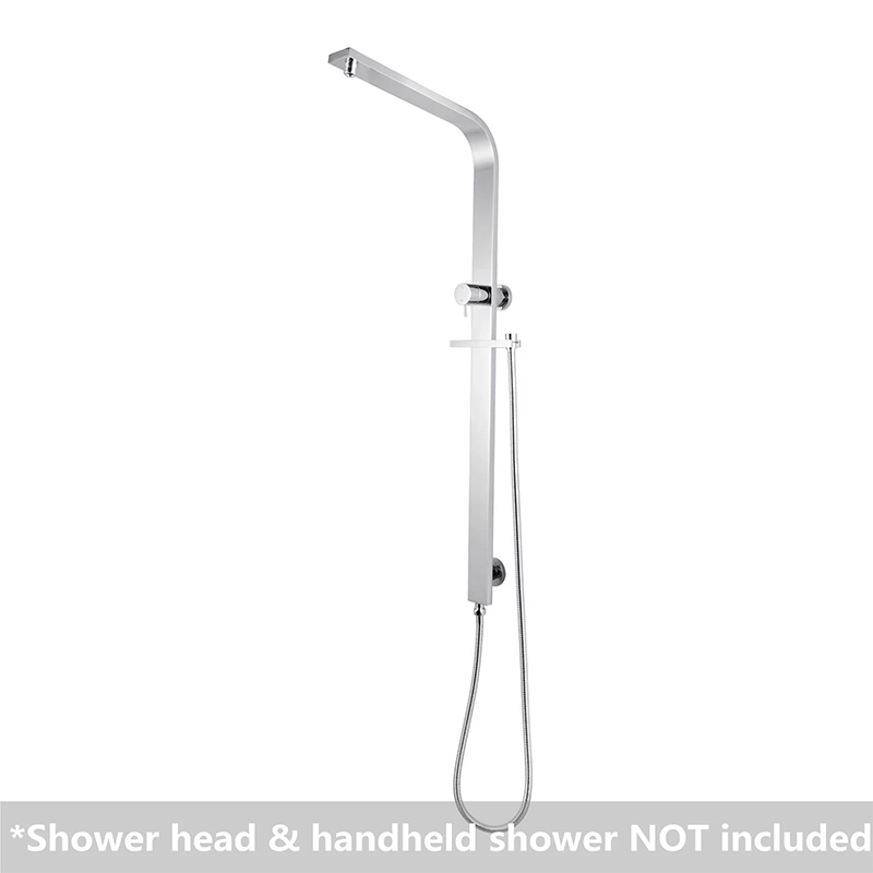 Chrome Square Shower Station without Shower Head and Handheld Shower (Wide Rail)