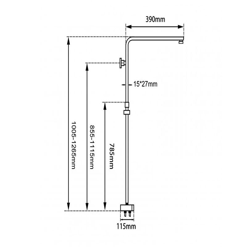 Square Chrome Shower Station without Shower Head and Handheld Shower - Image 2