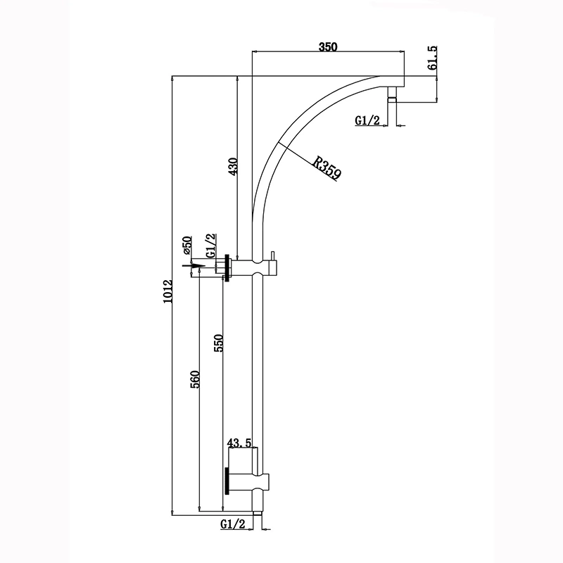 Round Chrome Top Inlet Shower Rail - Image 2