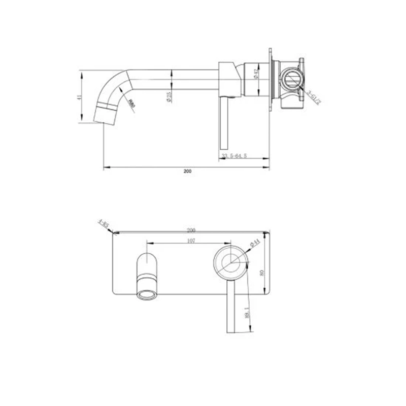 LUCID PIN Series Chrome Wall Mixer With Round Spout - Image 2