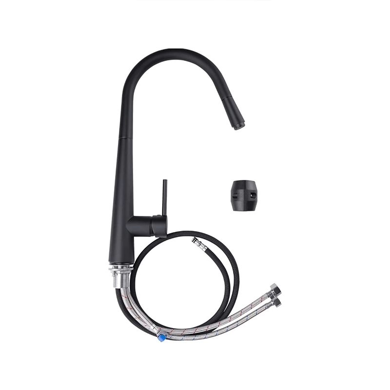 Round Black Pull Out Kitchen Sink Mixer Tap - Image 2