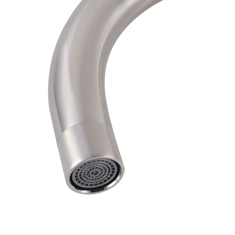 Round Brushed Nickel Kitchen Sink Mixer Tap - Image 2