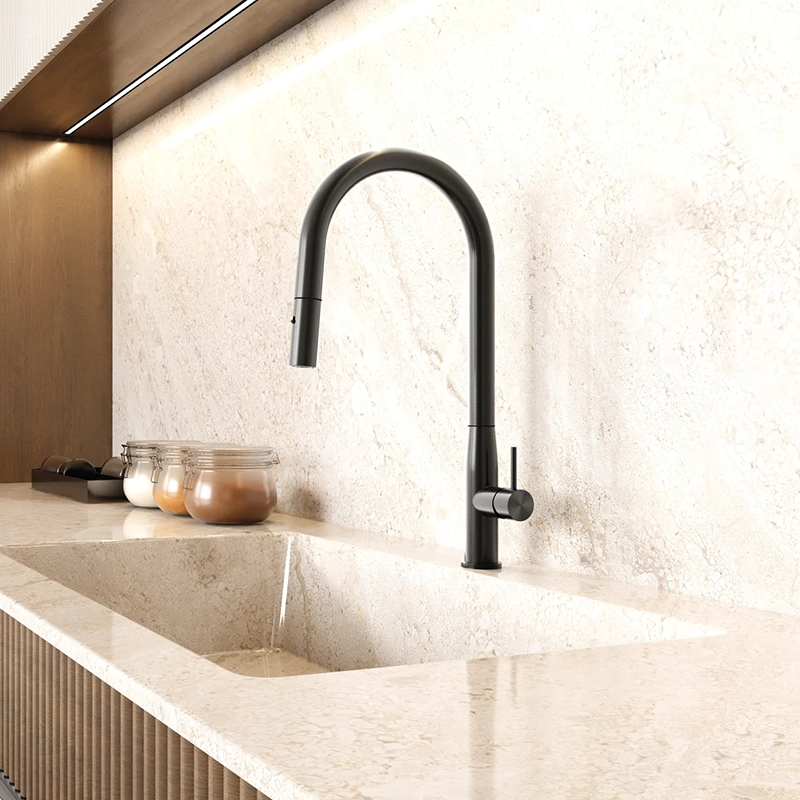 Navona Carysil Slim Matte Black Pull Out Kitchen Mixer - Image 2