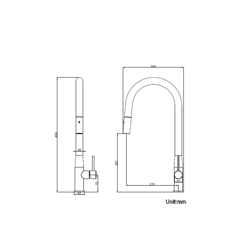 Navona Carysil Slim Matte Black Pull Out Kitchen Mixer - Image 4