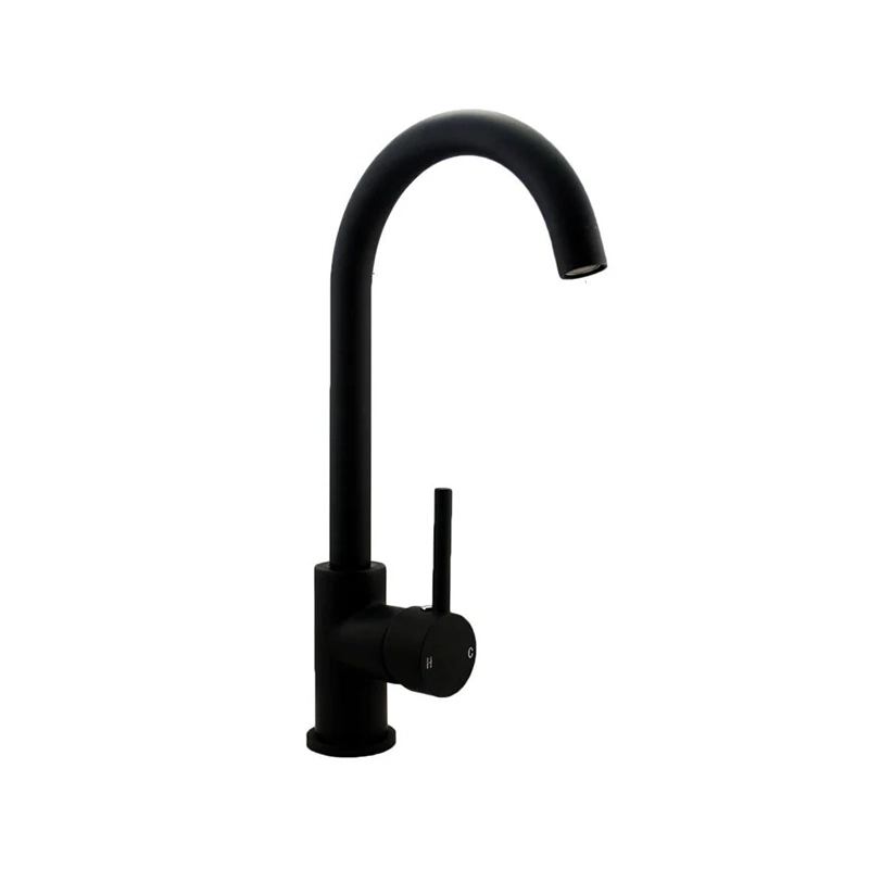 Round Matt Black Kitchen Sink Mixer Tap