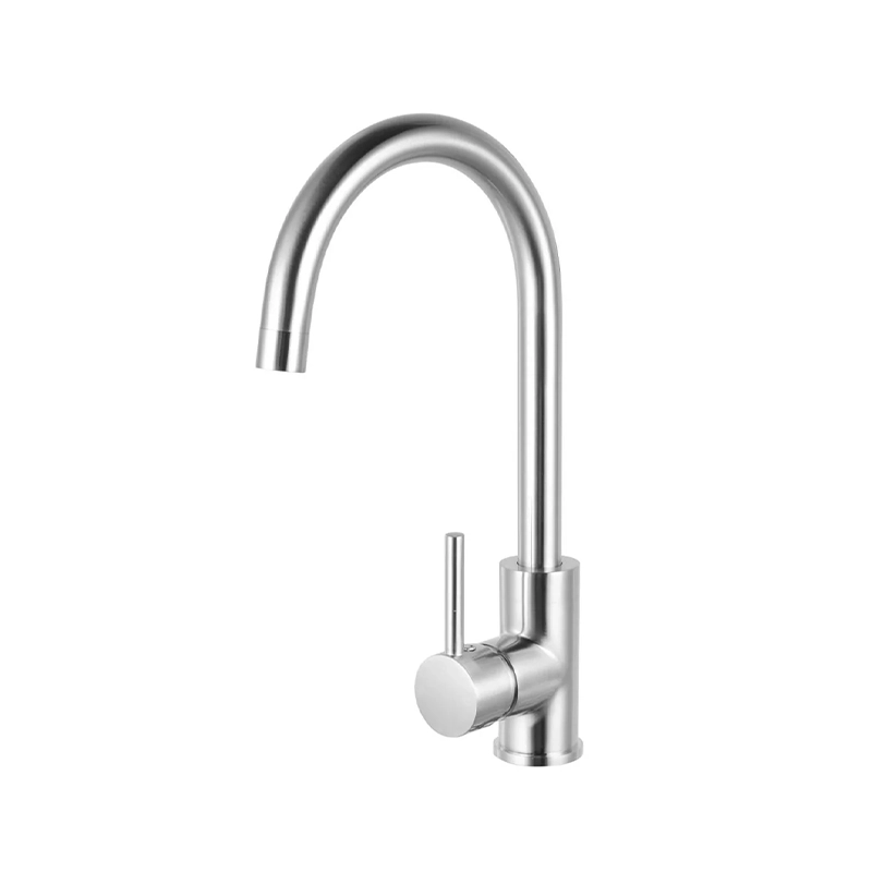 Round Brushed Nickel Kitchen Sink Mixer Tap