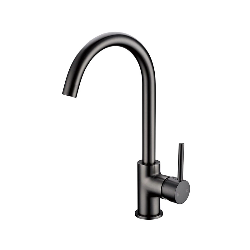 Round Gun Metal Grey Kitchen Sink Mixer Tap