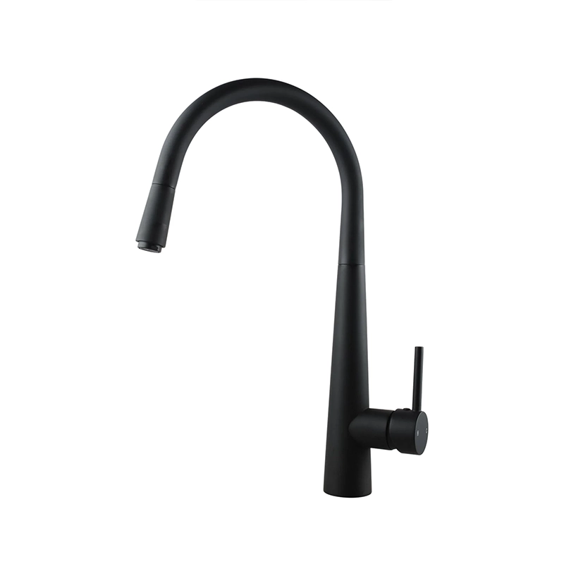 Round Black Pull Out Kitchen Sink Mixer Tap