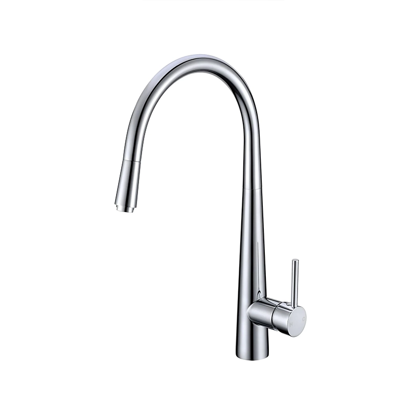 Round Chrome Pull Out Kitchen Sink Mixer Tap